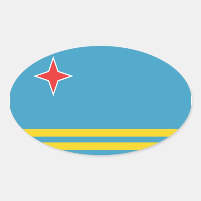 Oval-Aufkleber für die Aruba-Flagge Ovaler Aufkleber (Vorderseite)