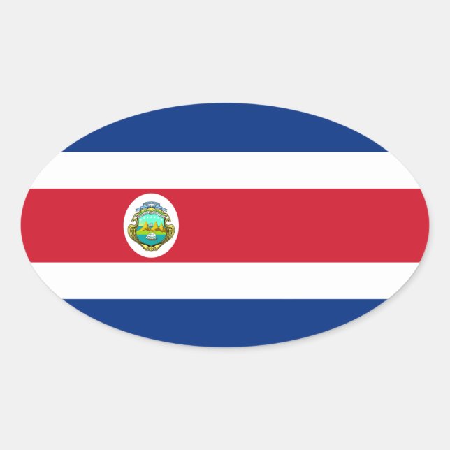 Oval-Aufkleber für die Flagge Costa Rica Ovaler Aufkleber (Vorderseite)