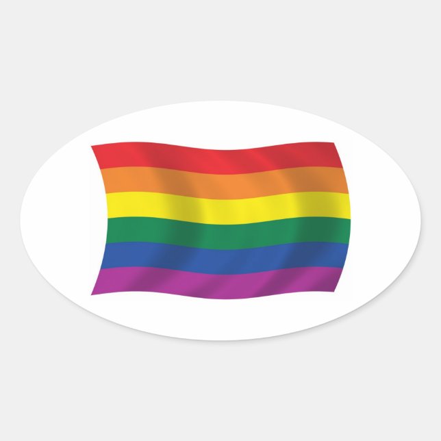 Oval-Aufkleber für die Gay Pride-Bewegung Ovaler Aufkleber (Vorderseite)