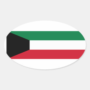 Oval-Aufkleber für die Kuwait-Flagge Ovaler Aufkleber