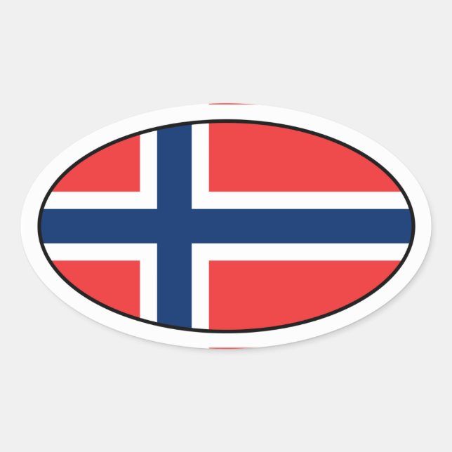 Oval-Aufkleber für die norwegische Flagge Ovaler Aufkleber (Vorderseite)