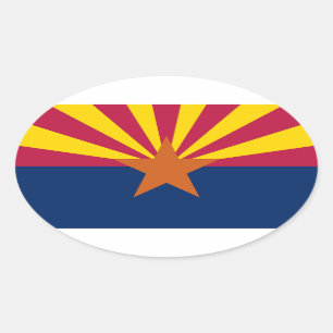 Oval-Aufkleber für die Staatsflagge von Arizona Ovaler Aufkleber