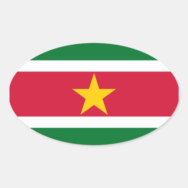 Oval-Aufkleber für die Suriname-Flagge Ovaler Aufkleber (Vorderseite)