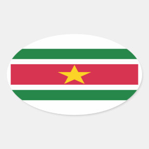Oval-Aufkleber für die Suriname-Flagge Ovaler Aufkleber