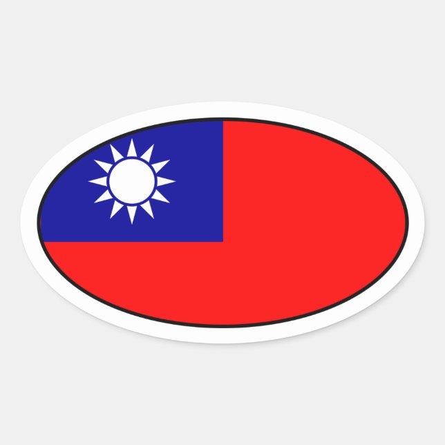 Oval-Aufkleber für die taiwanische Flagge Ovaler Aufkleber (Vorderseite)