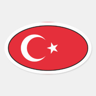 Oval-Aufkleber für die türkische Flagge Ovaler Aufkleber