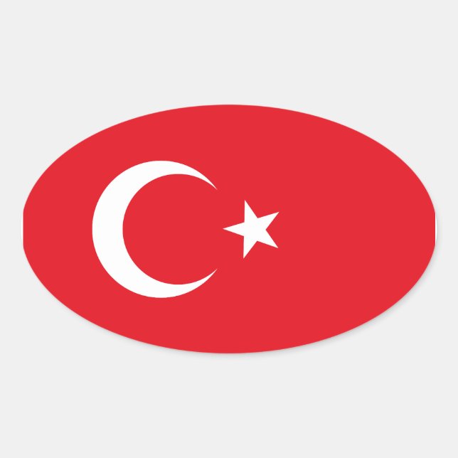 Oval-Aufkleber für die türkische Flagge Ovaler Aufkleber (Vorderseite)