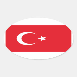 Oval-Aufkleber für die türkische Flagge Ovaler Aufkleber