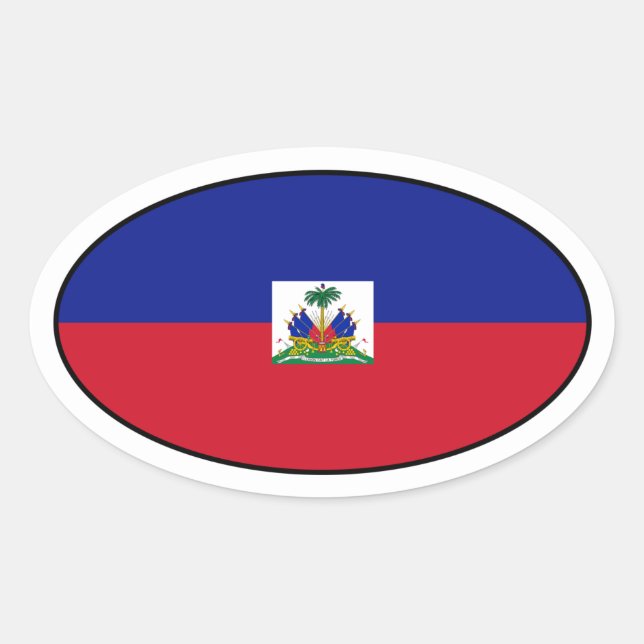 Oval-Aufkleber für Haitianische Flagge Ovaler Aufkleber (Vorderseite)