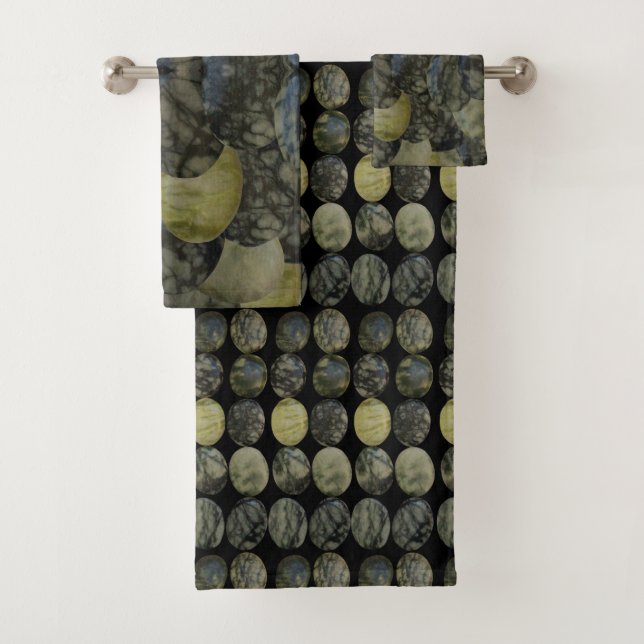 Oval Banded Agate Gemstone Vierteiliges Muster Badhandtuch Set (Insitu)