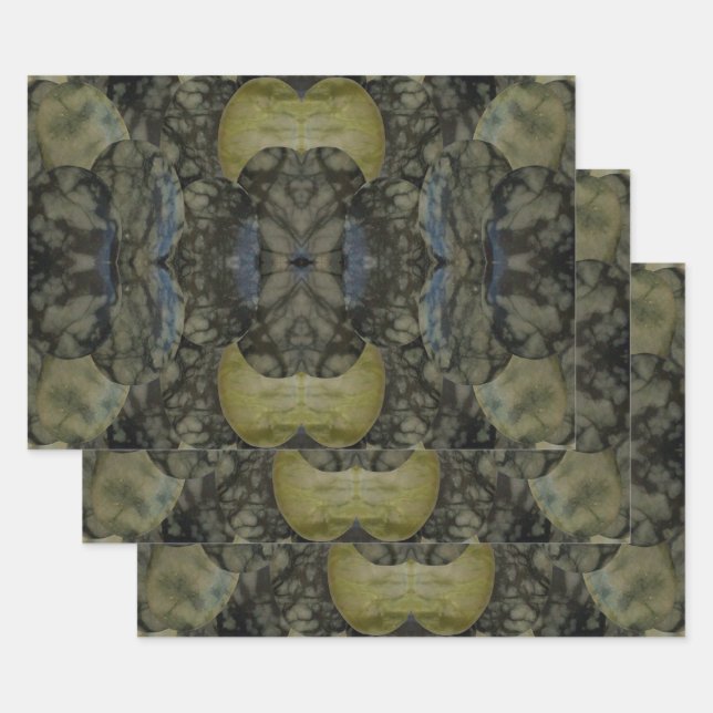 Oval Banded Agate Gemstone Vierteiliges Muster Geschenkpapier Set (Set)