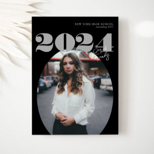 Oval Bold Modern Class of 2024 Foto Abschluss Einladung