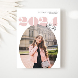 Oval Bold Modern Class of 2024 Foto Abschluss Einladung