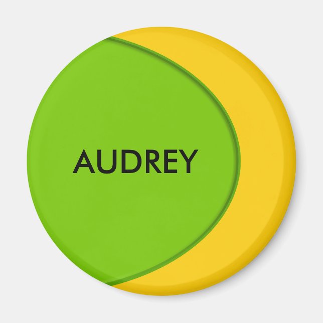 OVAL BUTTON - Federgrüne + Ihr Text & Ideen Magnet (Vorne)