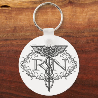 Oval Caduceus RN Nurse custom name keychain Schlüsselanhänger