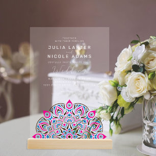 Oval Classic Mandala Wedding West Pacific Variant Acryleinladungen