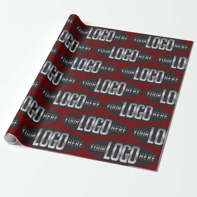 Oval Company Business-Logo für Red Wrapping Paper Geschenkpapier (Ungerollt)