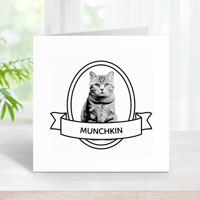 Oval Custom Pet Cat Foto und Name Ribbon Gummistempel (Von Creator hochgeladen)
