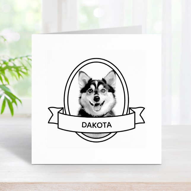 Oval Custom Pet Hund Foto und Name Ribbon Gummistempel (Von Creator hochgeladen)
