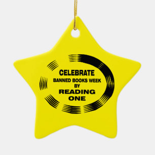 Oval der Woche der verbotenen Bücher Keramik Ornament