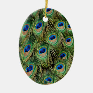 Oval du Peacock Keramik Ornament