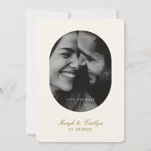 Oval Elegante Hochzeits-Foto-Kalligrafie Save The Date