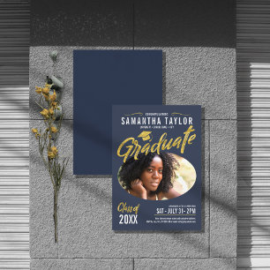 Oval Foto Abschluss Gold Foil ID896 Folieneinladung