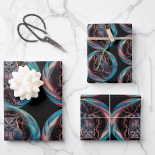 Oval Gerahmt Owl Personalisiert Name Geschenkpapier Set