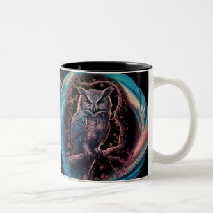 Oval Gerahmt Owl Personalisiert Name Zweifarbige Tasse