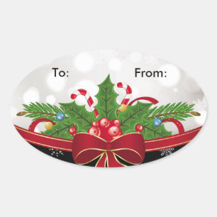 Oval-Geschenkmarke Sticker-Red Bow Ovaler Aufkleber