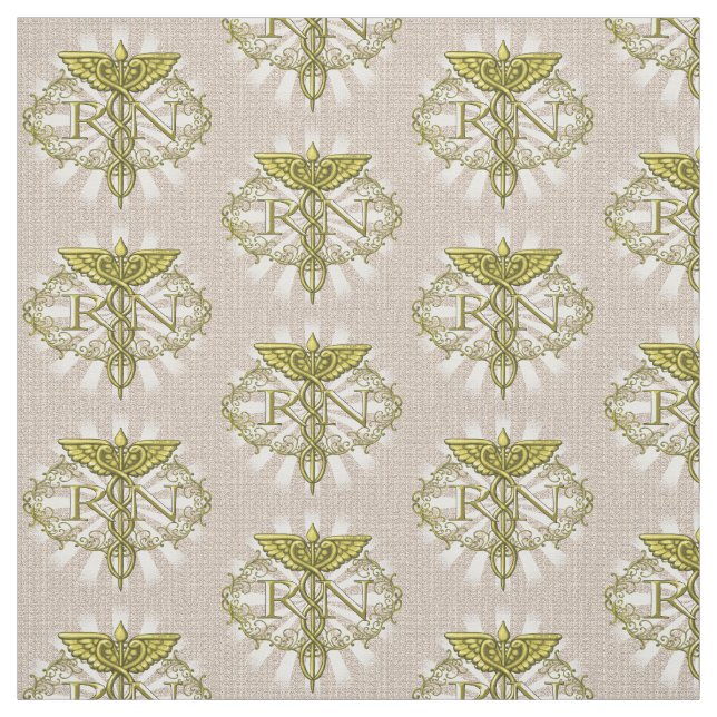 Oval Gold Caduceus RN Nurse Stoff (Muster)