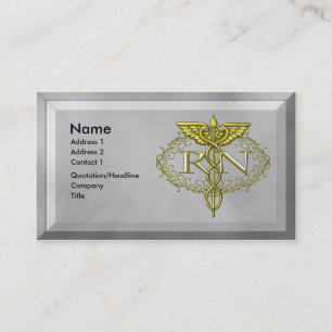 Oval Gold Caduceus RN Nurse Visitenkarte
