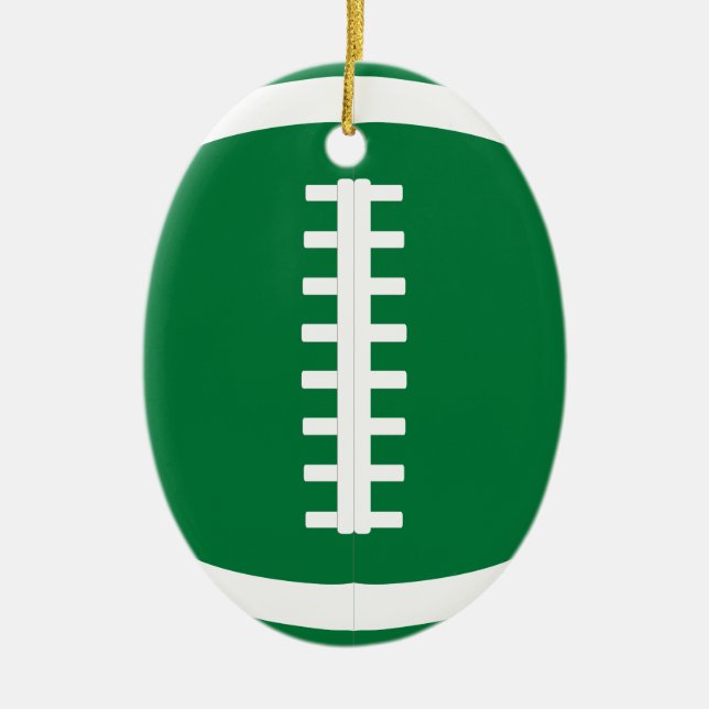 Oval Green Football Player oder Coach Weihnachten Keramik Ornament (Vorne)