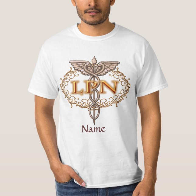 Oval Kupfer Caduceus LPN Nurse T-Shirt (Vorderseite)