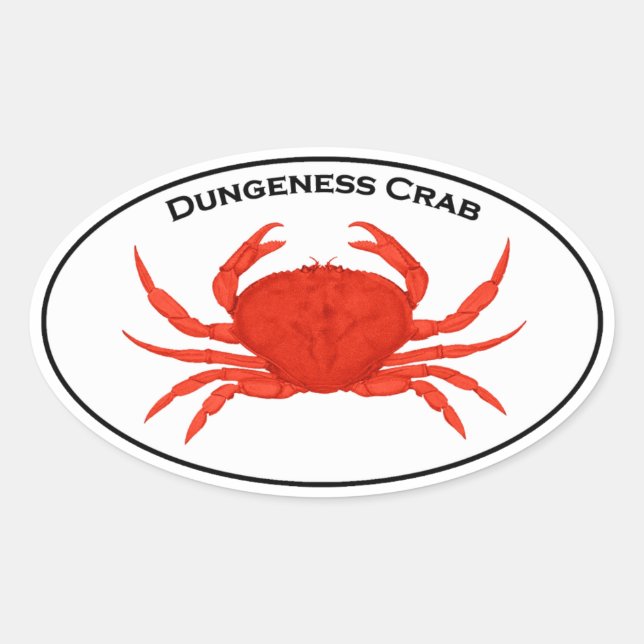 Oval-Logo von Red Dungeness Crab Ovaler Aufkleber (Vorderseite)