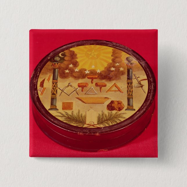 Oval malte Kasten, mit Symbolen der Freimaurerei Button (Vorderseite)