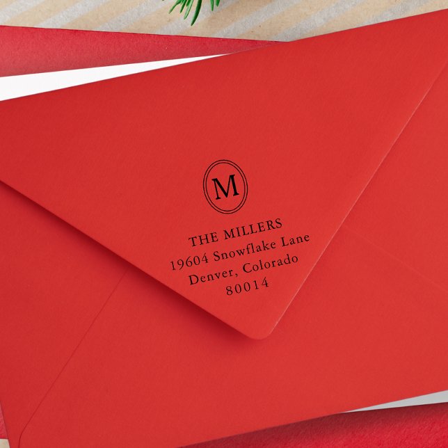 Oval Monogram Personalized Return Address Permastempel (Von Creator hochgeladen)
