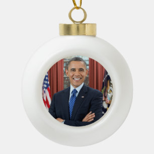 Oval Office Portrait, Obama Barack US-Präsident Keramik Kugel-Ornament