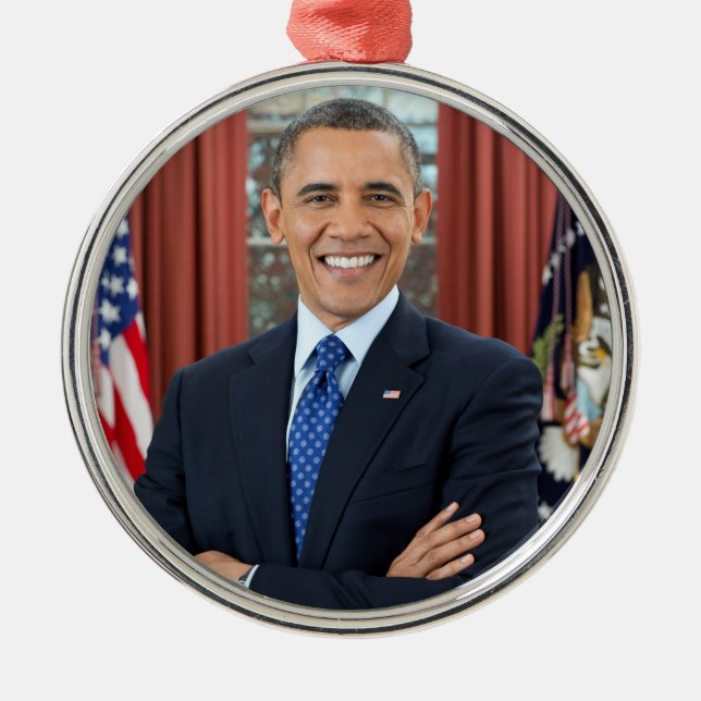 Oval Office Portrait, Obama Barack US-Präsident Ornament Aus Metall (Vorne)