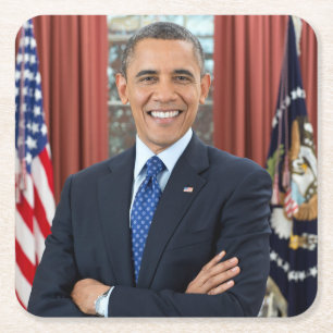Oval Office Portrait, Obama Barack US-Präsident Rechteckiger Pappuntersetzer