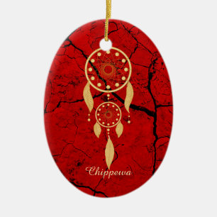 Oval Oranament Red Chippewa Keramikornament