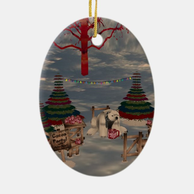 Oval-Ornament des Polarbären Keramikornament (Hinten)