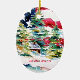 Oval Ornament of American Flag