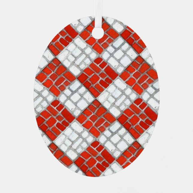 Oval Ornament RED KARO MOSAIC Metal (Vorderseite)