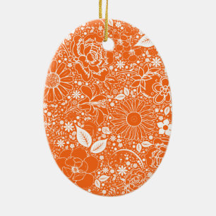 OVAL ORNANAMENT Botanical Beauties Orange Keramik Ornament