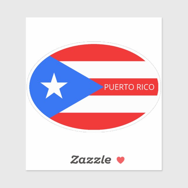Oval Puerto Rico Flag Aufkleber (Blatt)