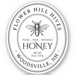 Oval Queenline Honig Schwarzer Text klar oder weiß Aufkleber