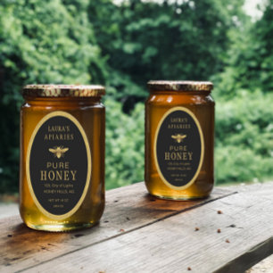 Oval Queenline Honigglas Biene Apiary Gold Vintage Ovaler Aufkleber