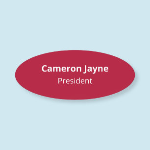 Oval Red Name Tag Abzeichen Safety Button oder Mag