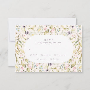 Oval Spring Boho Wildblume Pampas Wedding RSVP Karte